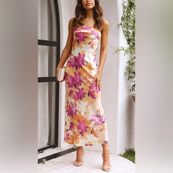 NWT Toperth Satin Floral Dress - Picture 2 of 8